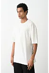 Erkek Düz Basic Bisiklet Yaka Kısa Kol  T-shirt - Beyaz