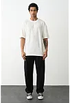 Erkek Düz Basic Bisiklet Yaka Kısa Kol  T-shirt - Beyaz