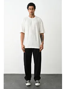 Erkek Düz Basic Bisiklet Yaka Kısa Kol  T-shirt - Beyaz