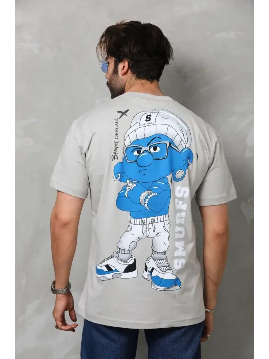 Unisex Basic Bisiklet Yaka Oversize T-Shirt - Gri Unisex Basic Bisiklet Yaka Oversize T-Shirt - Gri