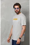 Unisex Basic Bisiklet Yaka Oversize T-shirt - Gri