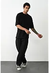 Erkek Düz Basic Bisiklet Yaka Kısa Kol  T-shirt - Siyah