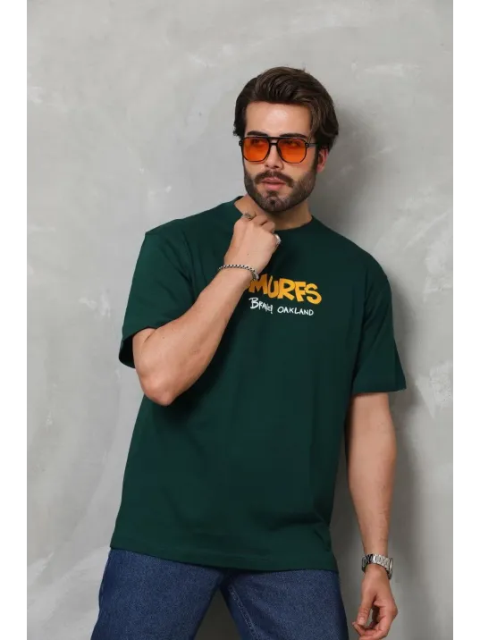 Unisex Basic Bisiklet Yaka Oversize T-Shirt - Yeşil Unisex Basic Bisiklet Yaka Oversize T-Shirt - Yeşil