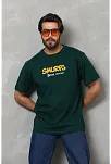 Unisex Basic Bisiklet Yaka Oversize T-shirt - Yeşil