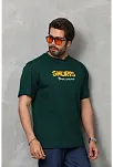 Unisex Basic Bisiklet Yaka Oversize T-shirt - Yeşil