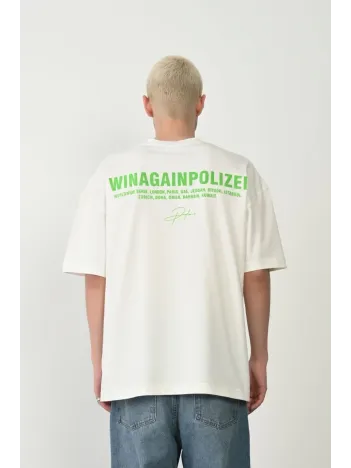 Erkek Baskılı T-shirt Kısa Kol Bisiklet Yaka Rahat Kalıp Tişört - Beyaz