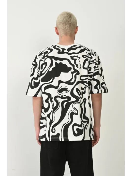 Unisex Baskılı Bisiklet Yaka Oversize T-Shirt - Beyaz Unisex Baskılı Bisiklet Yaka Oversize T-Shirt - Beyaz