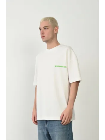 Erkek Baskılı T-shirt Kısa Kol Bisiklet Yaka Rahat Kalıp Tişört - Beyaz