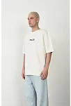 Erkek Baskılı T-shirt Kısa Kol Bisiklet Yaka Rahat Kalıp Tişört - Beyaz