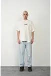Erkek Baskılı T-shirt Kısa Kol Bisiklet Yaka Rahat Kalıp Tişört - Beyaz
