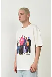 Erkek Baskılı T-shirt Kısa Kol Bisiklet Yaka Rahat Kalıp Tişört  - Beyaz