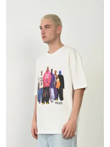 Erkek Baskılı T-shirt Kısa Kol Bisiklet Yaka Rahat Kalıp Tişört  - Beyaz