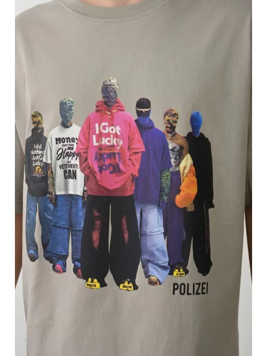 Erkek Baskılı T-shirt Kısa Kol Bisiklet Yaka Rahat Kalıp Tişört  - Boyalı Gri