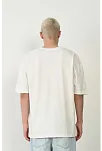 Erkek Baskılı T-shirt Kısa Kol Bisiklet Yaka Rahat Kalıp Tişört  - Beyaz