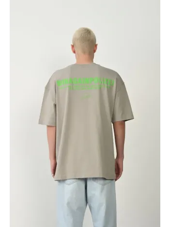 Erkek Baskılı T-shirt Kısa Kol Bisiklet Yaka Rahat Kalıp Tişört  - Boyalı Gri