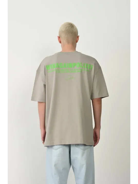 Erkek Baskılı T-shirt Kısa Kol Bisiklet Yaka Rahat Kalıp Tişört  - Boyalı Gri