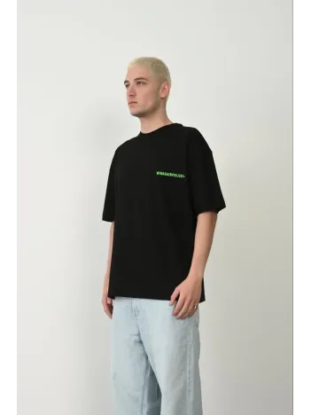 Erkek Baskılı T-shirt Kısa Kol Bisiklet Yaka Rahat Kalıp Tişört  - Siyah