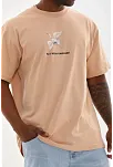 Unisex Baskılı Oversize T-shirt - Bej
