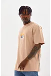 Unisex Baskılı Oversize T-shirt - Bej