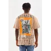 Unisex Baskılı Oversize T-Shirt - Bej Unisex Baskılı Oversize T-Shirt - Bej