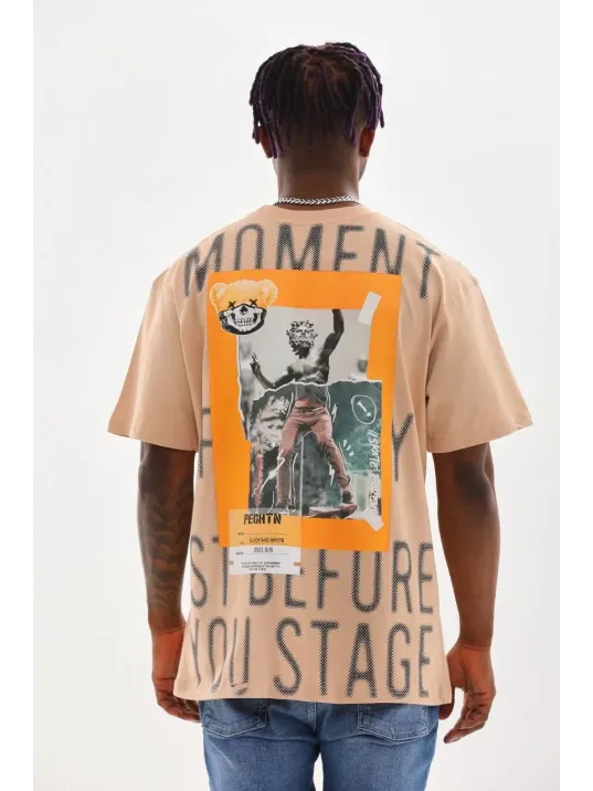 Unisex Baskılı Oversize T-Shirt - Bej Unisex Baskılı Oversize T-Shirt - Bej