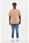Unisex Baskılı Oversize T-shirt - Bej