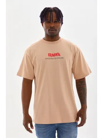 Unisex Baskılı Oversize T-Shirt - Bej Unisex Baskılı Oversize T-Shirt - Bej