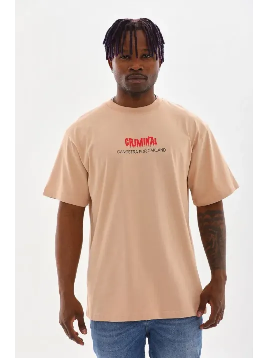 Unisex Baskılı Oversize T-Shirt - Bej Unisex Baskılı Oversize T-Shirt - Bej