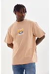 Unisex Baskılı Oversize T-shirt - Bej
