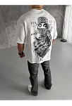 Unisex Baskılı Oversize T-shirt - Beyaz