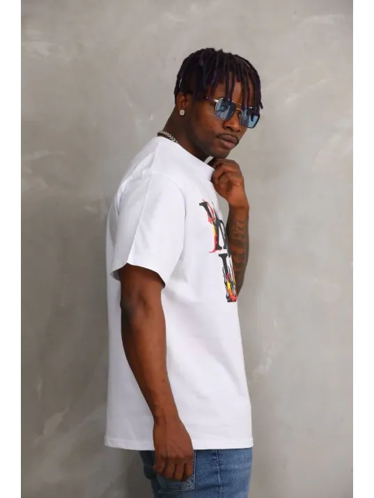 Unisex Baskılı Oversize T-Shirt - Beyaz Unisex Baskılı Oversize T-Shirt - Beyaz