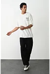 Unisex Baskılı Oversize T-shirt - Beyaz