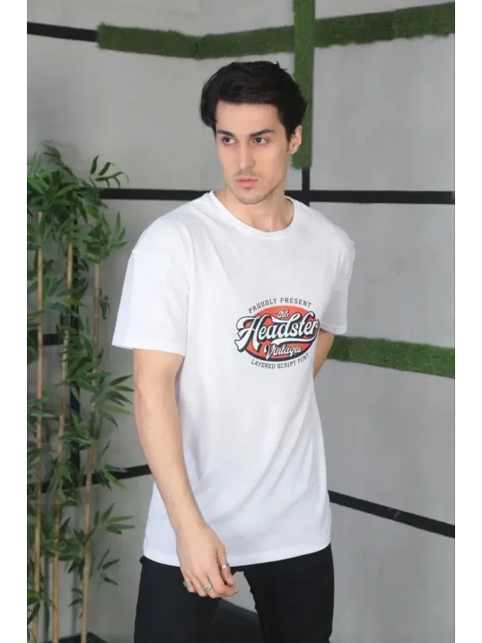Unisex Baskılı Oversize T-Shirt - Beyaz Unisex Baskılı Oversize T-Shirt - Beyaz