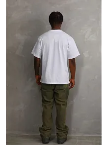 Unisex Baskılı Oversize T-shirt - Beyaz