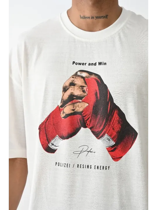 Unisex Baskılı Oversize T-Shirt - Beyaz Unisex Baskılı Oversize T-Shirt - Beyaz