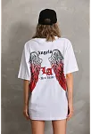 Unisex Baskılı Oversize T-shirt - Beyaz