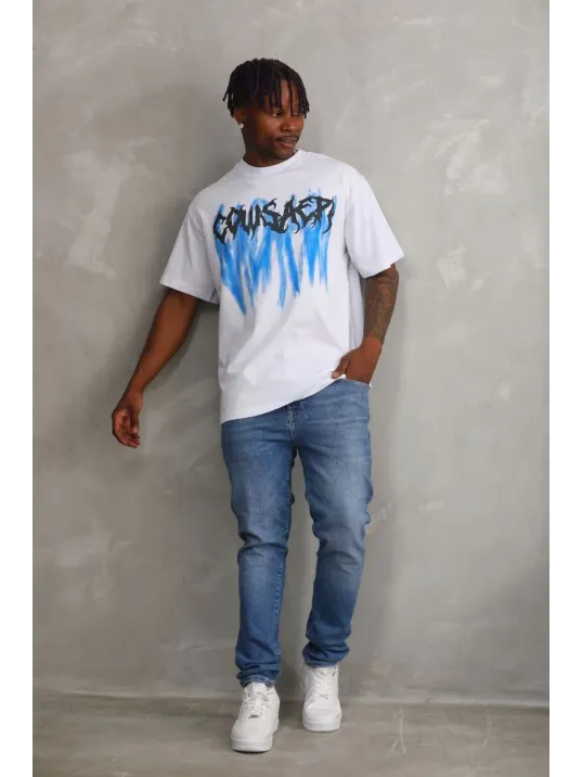 Unisex Baskılı Oversize T-Shirt - Beyaz Unisex Baskılı Oversize T-Shirt - Beyaz