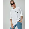 Unisex Baskılı Oversize T-Shirt - Beyaz