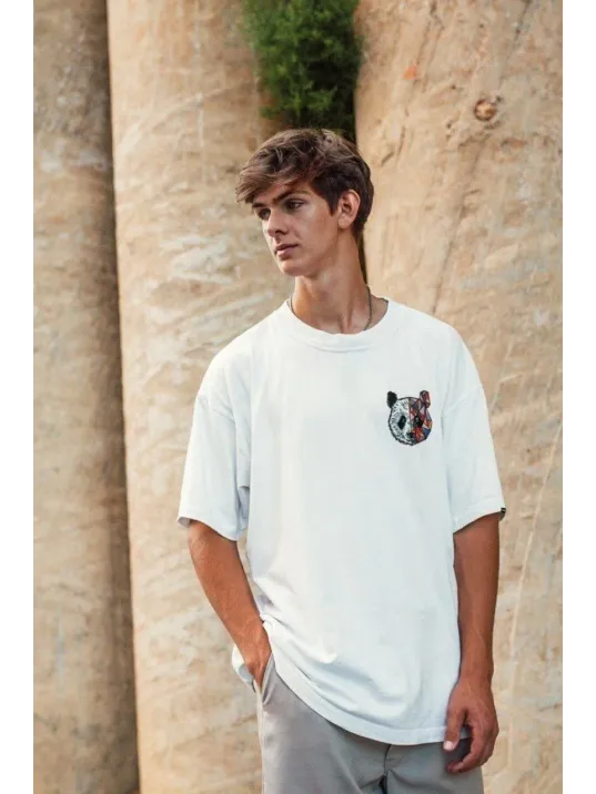 Unisex Baskılı Oversize T-Shirt - Beyaz Unisex Baskılı Oversize T-Shirt - Beyaz