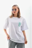 Unisex Baskılı Oversize T-shirt - Beyaz