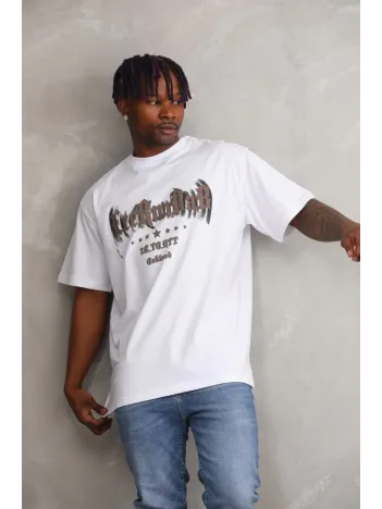 Unisex Baskılı Oversize T-Shirt - Beyaz Unisex Baskılı Oversize T-Shirt - Beyaz