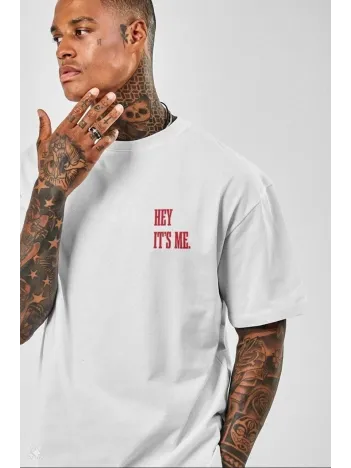 Unisex Baskılı Oversize T-Shirt - Beyaz Unisex Baskılı Oversize T-Shirt - Beyaz