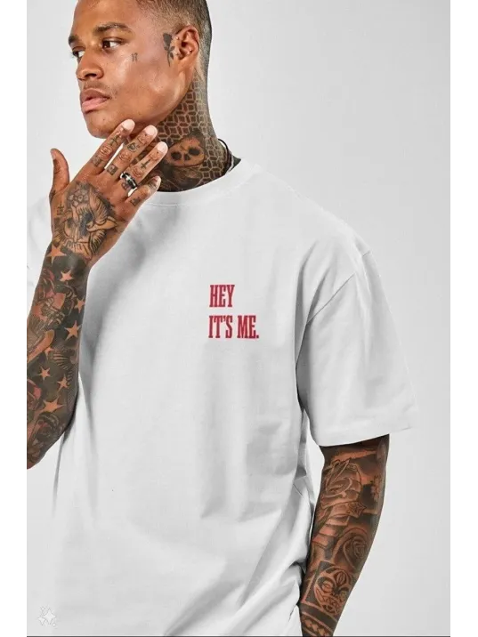 Unisex Baskılı Oversize T-Shirt - Beyaz Unisex Baskılı Oversize T-Shirt - Beyaz