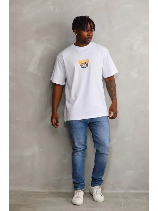 Unisex Baskılı Oversize T-Shirt - Beyaz Unisex Baskılı Oversize T-Shirt - Beyaz