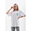 Unisex Baskılı Oversize T-Shirt - Beyaz