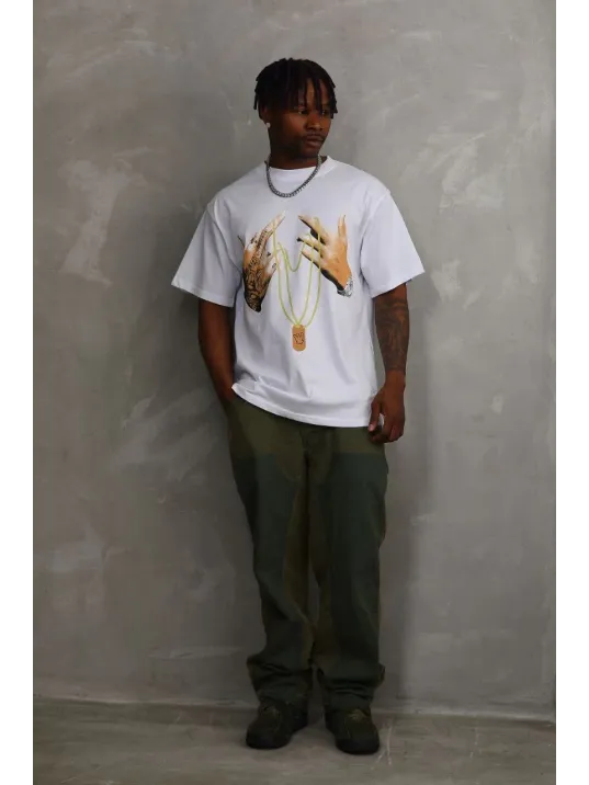 Unisex Baskılı Oversize T-Shirt - Beyaz Unisex Baskılı Oversize T-Shirt - Beyaz