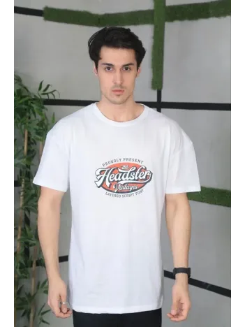 Unisex Baskılı Oversize T-Shirt - Beyaz Unisex Baskılı Oversize T-Shirt - Beyaz