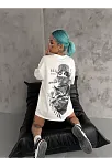 Unisex Baskılı Oversize T-shirt - Beyaz