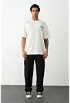 Unisex Baskılı Oversize T-shirt - Beyaz