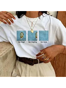 Unisex Baskılı Oversize T-shirt - Beyaz